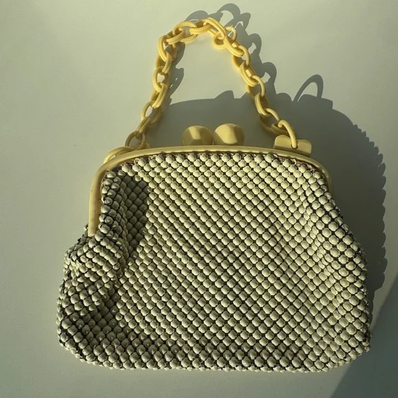 Vintage Alumesh Bakelite Top Handle 40's Handbag White - Whiting and Davis - Picture 4 of 6